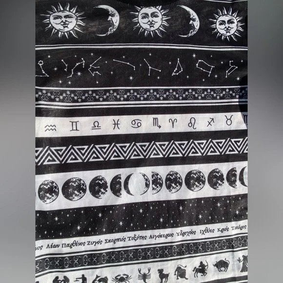 Horoscopez Sheer Cropped Zodiac Astrology Long Sleeve - Picture 3 of 5